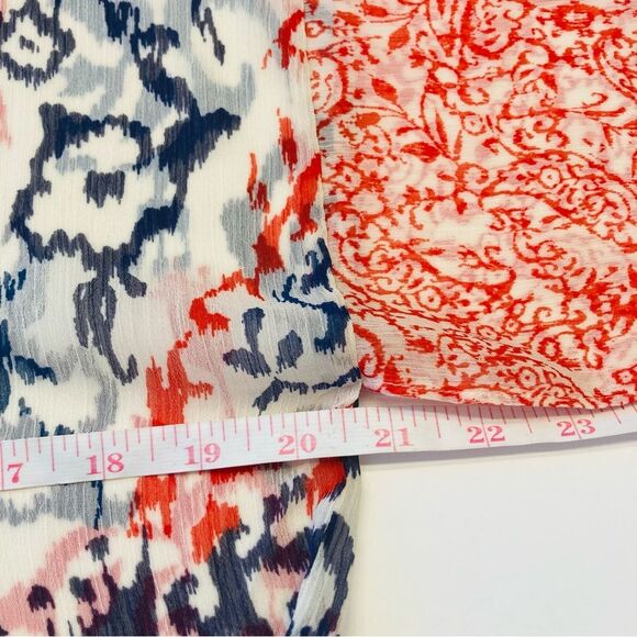 Chico's Paisley Ikat Print Flutter Sleeve Sheer Boxy Boho Blouse Top Medium NEW - Picture 7 of 8